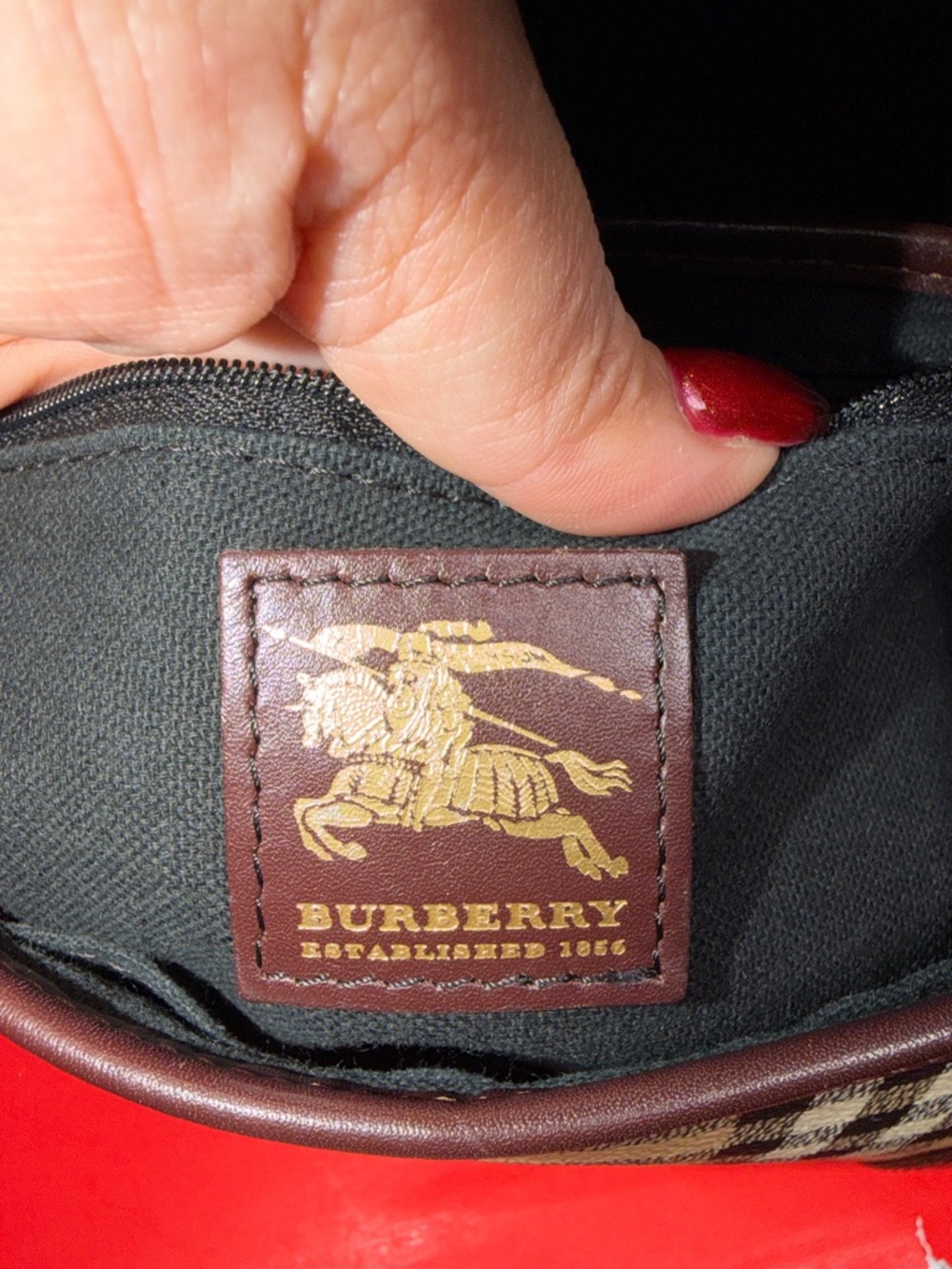 BURBERRY Haymarket Check Baguette Shoulder Bag - Picture 9 of 12